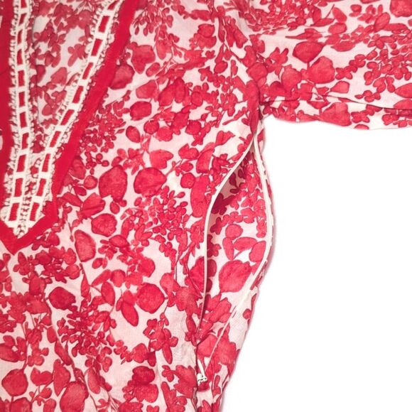 Tory Burch Red Floral Crochet Ribbon Details Blouse - Picture 12 of 15